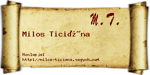 Milos Ticiána névjegykártya